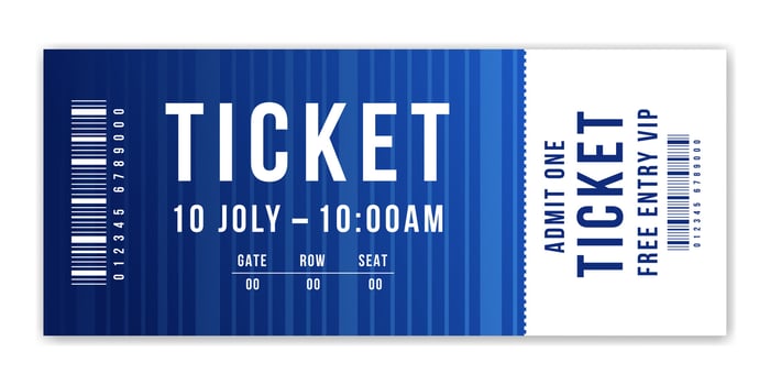 Event Ticket Template Design. white and blue vector