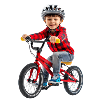 little boy with helmet riding a bicycle on transparent background png