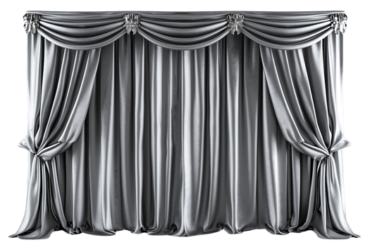 Theater gray curtain isolated on transparent background png