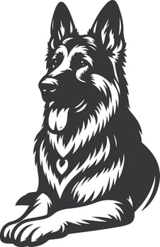German shepherd dog in different poses on a white background objects silhouette illustration. vector