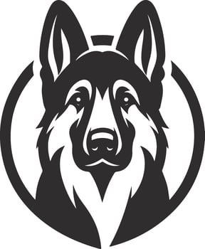German shepherd dog in different poses on a white background objects silhouette illustration. vector