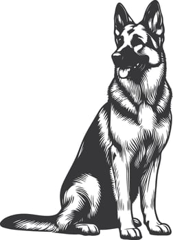 German Shepherd Dog Line art Contour illustration Continuous line drawing. vector
