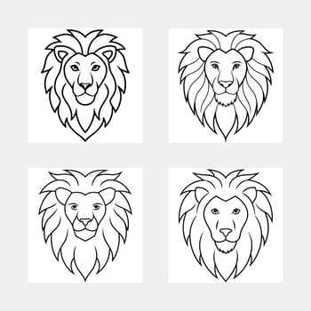 Unique Lion Line Art Illustration Set Ideas vector