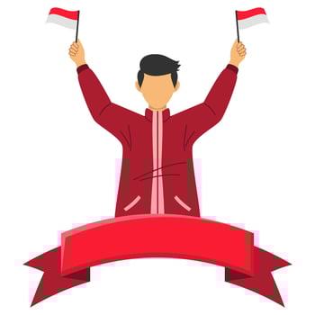 Indonesia Independence Day People With Ribbon vector