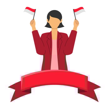 Indonesia Independence Day People With Ribbon vector