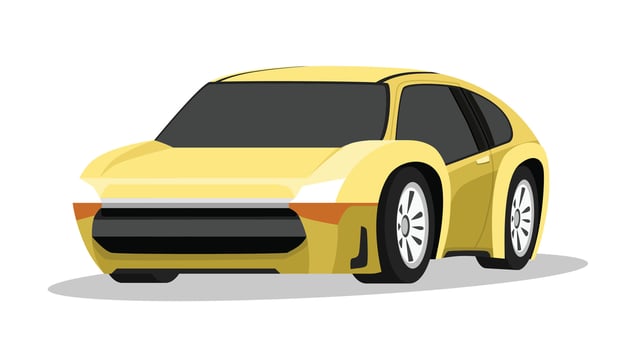 Cartoon or illustrator of yellow sport car. Concpet car perspective view on with shadow on isolated white background. vector