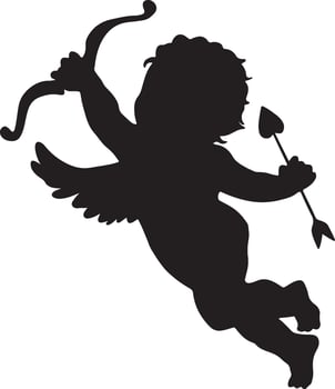 Cupid silhouette, Roman mythology associated with love and affection. vector