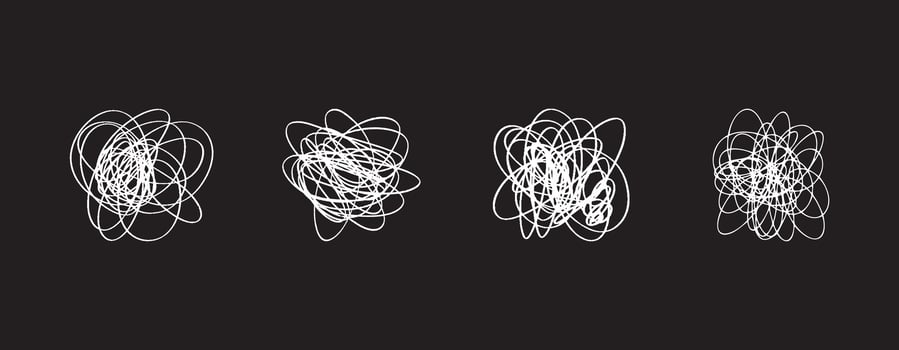 Random scribble shapes. Collection of chaotic hand-drawn doodles. Illustration for artistic designs. vector