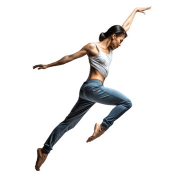 Dancer in mid-air performing a jump, showcasing movement, energy, and artistic expression in a dynamic dance pose. png