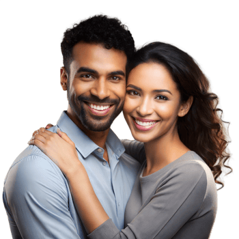 Happy couple embracing, representing love, affection, and happiness. png