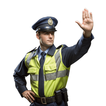 Traffic police officer directing vehicles with hand gestures png