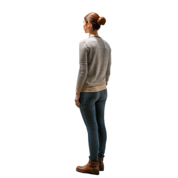 Woman standing with her back to the camera, casual attire png
