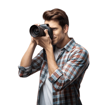 Man using binoculars to observe something in the distance png