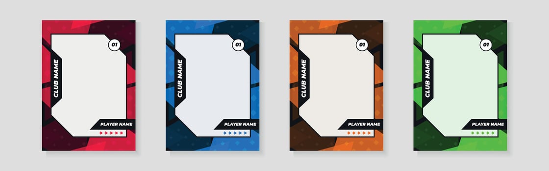 photo frame or border collection for hockey, basketball and football player, trading card template design for sports, picture frame for player performance, sports flyer design vector