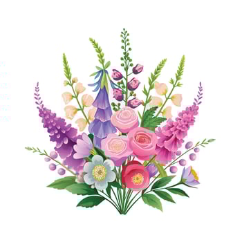 Beautiful Flowers Watercolor Florals Illustration vector