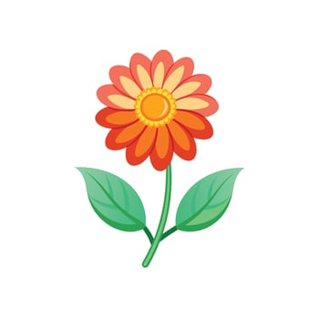 Summer season simple Flower with two green leaf vector