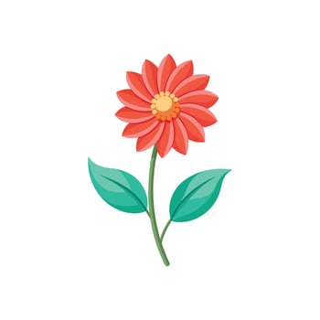 Summer season simple Flower with two green leaf vector