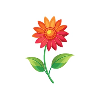 Summer season simple Flower with two green leaf vector