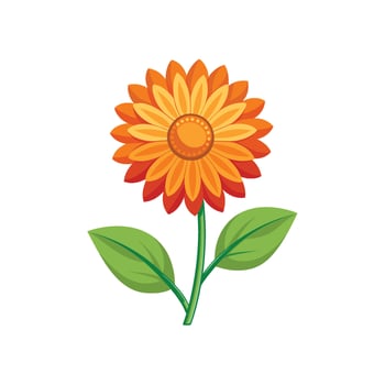Summer season simple Flower with two green leaf vector