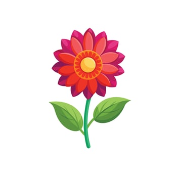 Summer season simple Flower with two green leaf vector