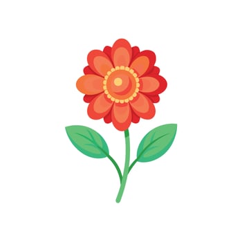 Summer season simple Flower with two green leaf vector