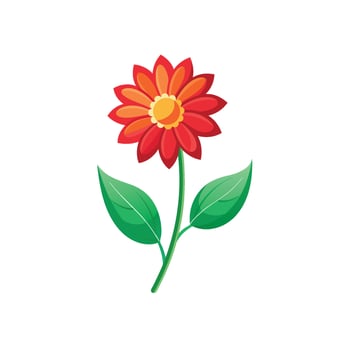 Summer season simple Flower with two green leaf vector