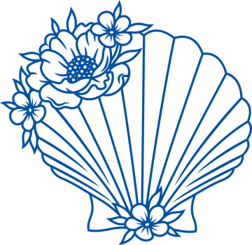 Closed pearl shell is decorated with flowers for design collection of fashion jewelry. Hand drawn. png