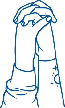 Friends who have fingers hands crossed feel trust and unity, thanks to mutual trust. Hand drawn. png
