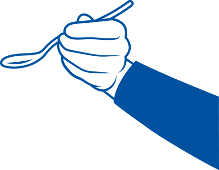 Tablespoon in hand of person eating soup or tasting broth while preparing dinner. Hand drawn. png