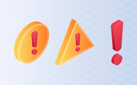 Isometric exclamation marks. Set caution, alert on white background vector