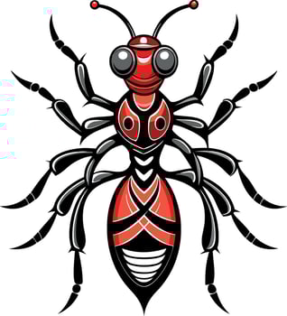 Ant silhouette and illustration with a white background. vector