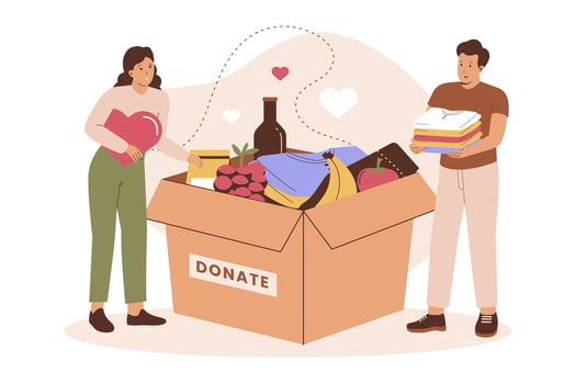 Clothes and food donation illustration concept vector