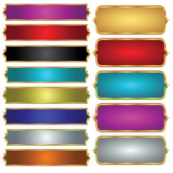 Set of decorative luxury golden arabic islamic banner title frame transparent background gold text box clipart vector