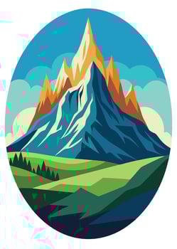 Adventures mountain drawing Abstract minimal flat art vector