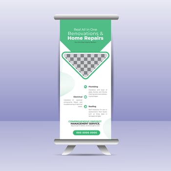 Business Roll Up Set. Standee Design. Banner Template, Abstract Blue Geometric Triangle Background , flyer, presentation, leaflet, j-flag, x-stand, x-banner, exhibition display vector