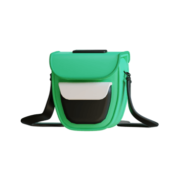 Stylish green camera sling bag. Modern and fashionable accessory. png