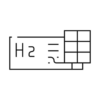 production hydrogen with solar panels line icon illustration vector