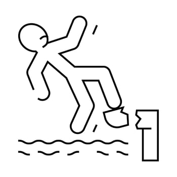 falling water man accident line icon illustration vector