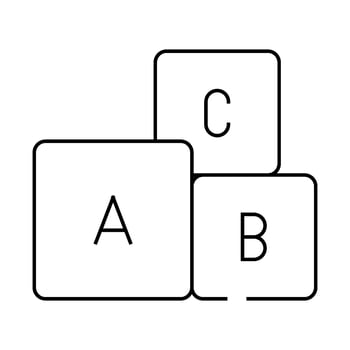 letters cubes line icon black illustration vector
