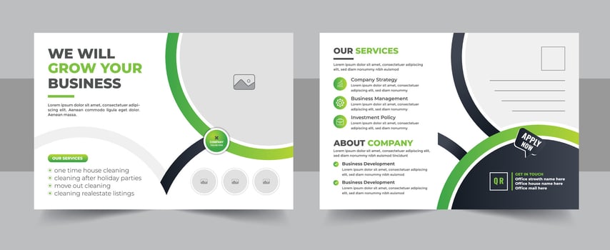Creative corporate business modern post card design template layout, professional, Elegant postcard design, marketing postcard design, business postcard design, real estate postcard design vector