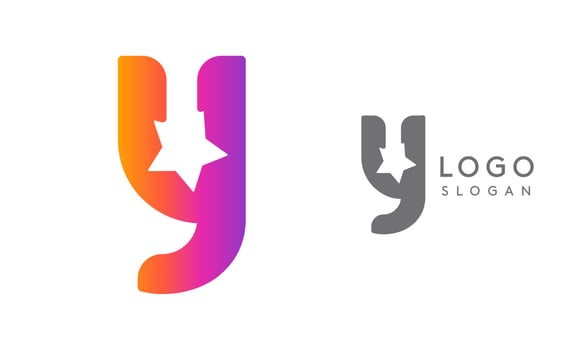 Letter y star, vibrant gradient colored logo for media, entertainment, technology, startup, social networking, communication, digital marketing industries. illustration vector