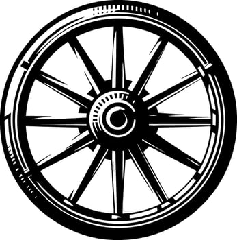wagon vehicle old wheel illustration silhouette icon, ancient wheel isolated on transparent background vector