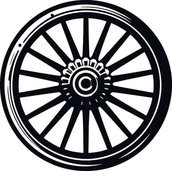 wagon vehicle old wheel illustration silhouette icon, ancient wheel isolated on transparent background vector