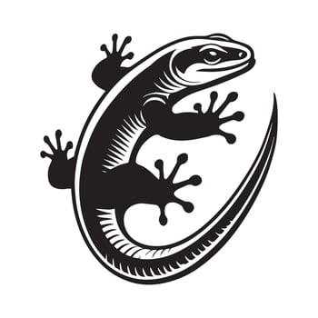 Lizard Silhouette - Lacertilia Clipart - Reptile Logo - Lizards illustration in black and white vector