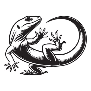 Lizard Silhouette - Lacertilia Clipart - Reptile Logo - Lizards illustration in black and white vector