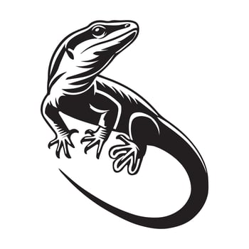 Lizard Silhouette - Lacertilia Clipart - Reptile Logo - Lizards illustration in black and white vector