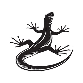 Lizard Silhouette - Lacertilia Clipart - Reptile Logo - Lizards illustration in black and white vector