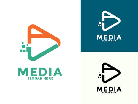 Digital Play button logo icon , Cinema Logo template design vector