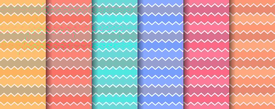 Colorful Wavy Zig Zag Lines Pattern Background Set vector