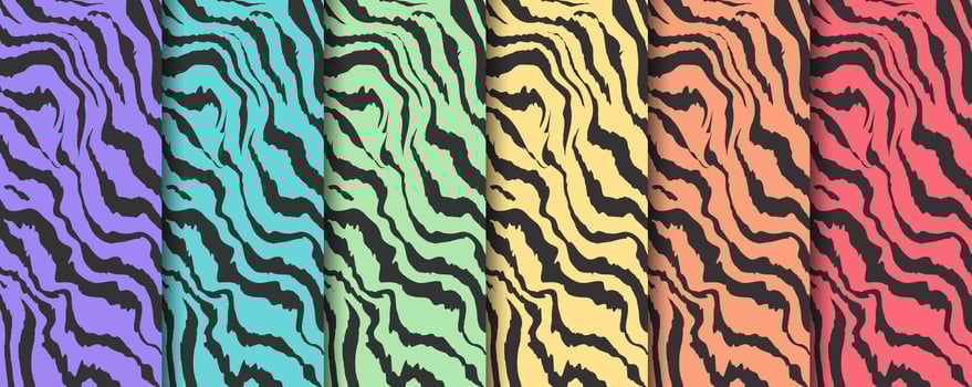Colorful Jungle Stripes Print Pattern Background Set vector